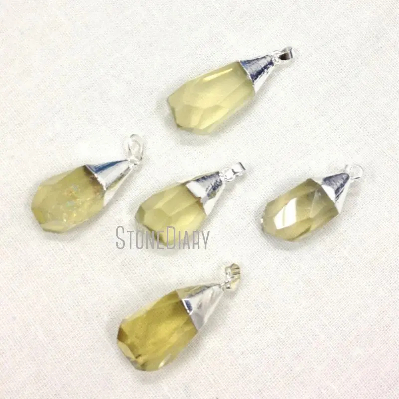 

PM12173 Ограненный ЛИМОН КВАРЦ кристалл подвеска в форме капли воды ювелирные изделия