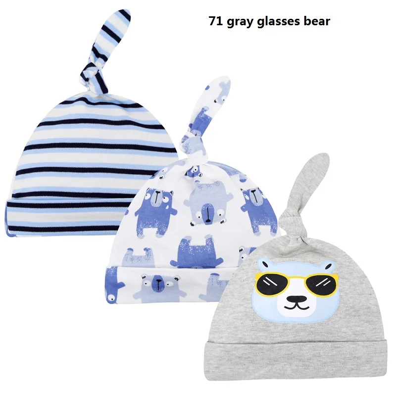 3pcs Per Lot Baby Hats 100% Cotton Printed Baby Hats & Caps For 0-6 Months Newborn Baby Accessories Dropshipping KF268