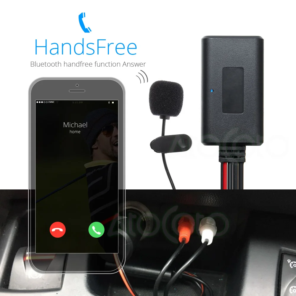 Универсальный автомобильный Bluetooth-адаптер для звонков, громкая связь с  микрофоном AUX 2 RCA, для грузовиков, автоколонок, радио, стерео аудио в ...
