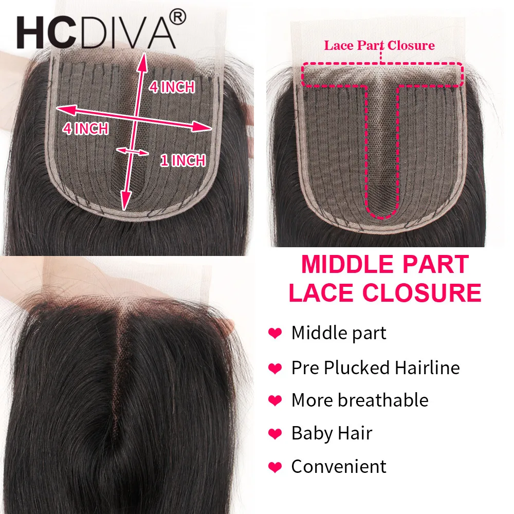 Feixes de Cabelo Humano em Linha Reta com Fechamento Pacotes com Fechamento do Laço Humano com 4x4 Polegada Brasileiro Remy 40 4 8 Pacotes com 34 com fecho