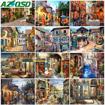 

AZQSD 5D DIY Diamond Painting City Landscape Embroidery Full Square Rhinestone Mosaic Painting Home Decor