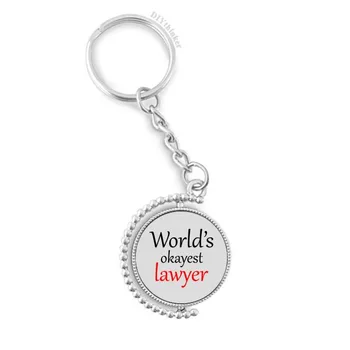 

World's Okayest Lawyer Best Quote Rotatable Key Chain Ring Keyholder