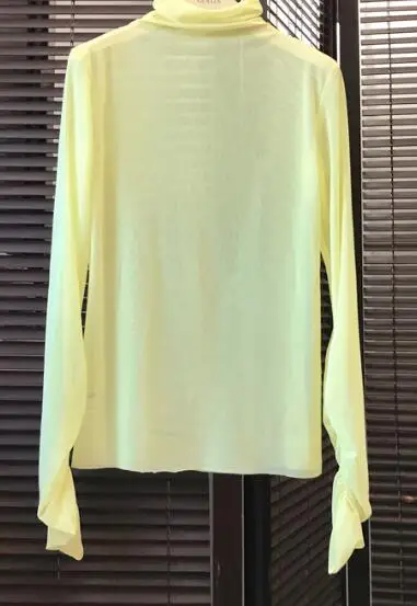Лето, принт с героями мультфильмов, тонкий короткий топ с длинными рукавами, сетчатые футболки, женская футболка, femme(Q1130 - Цвет: 1162 yellow mesh