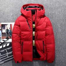 Зимняя мужская куртка, качественное теплое плотное пальто, Зимняя Красная черная парка, Мужская теплая верхняя одежда, модная белая мужская куртка-пуховик на утином пуху