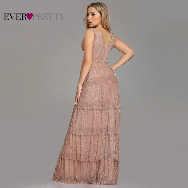 Black Prom Dress 2020 Ever Pretty EZ07766 Sexy V-neck Rufflues A-line Sleeveless Blush Pink Formal Party Gowns Robe De Soiree