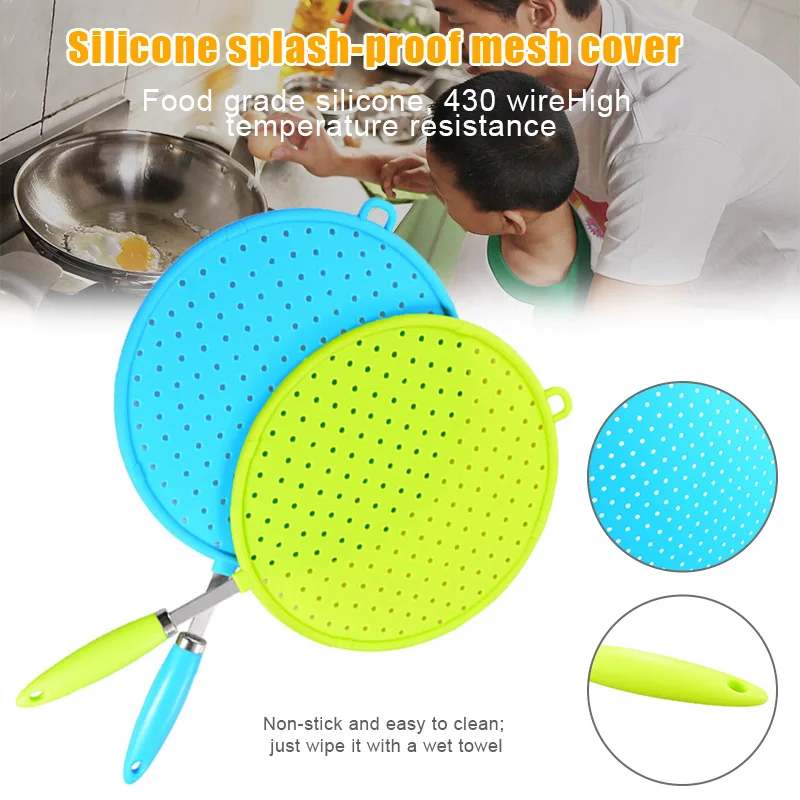 Tenrry Silicone Colorful Splatter Screen Grease Oil Guard Shield Fry Protectors with Non-Slip Handle