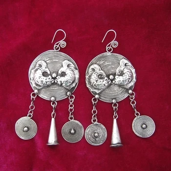 

Charming Custom Earrings Handmade Miao silver jewelry earrings
