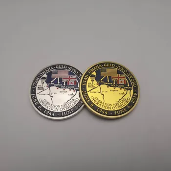 

2pcs/lot 75th anniversary of Normandy landing Silver Gold Plated Coin 1944-2019 D-DAY Normandy France Commemorative Coins