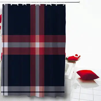 

Shower Curtain 66"X72" Plaid Pattern Design Waterproof Polyester Fabric Home Decorative Barhroom Set with Hooks