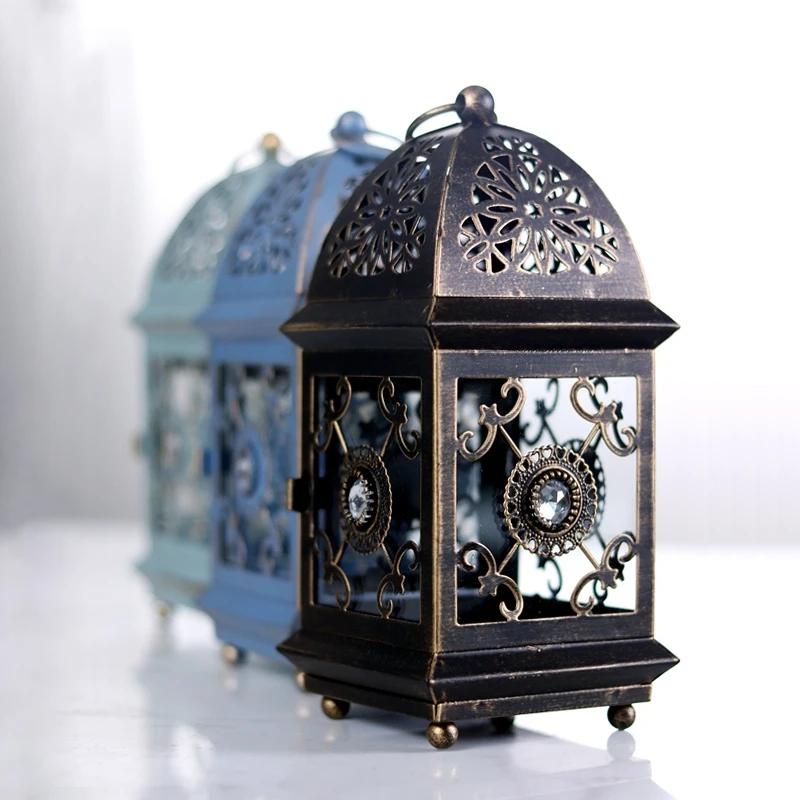 Candle Holder Mold Lantern for Tea Lights Metal Moroccan Style Spinning Retro Wedding Hanging GG50zt | Дом и сад