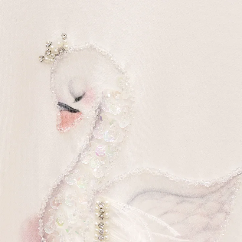 Осенние Пуловеры с длинными рукавами и круглым вырезом, худи для женщин, новая мода, бусина, перо, лебедь, печать, свободный свитер для женщин, студентов