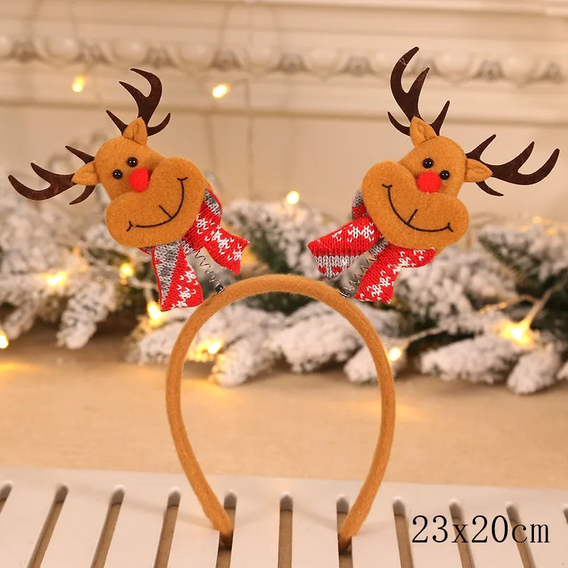 Рождественская повязка на голову, Рождественская елка, повязка на голову, Рождественская шапка Санты вечерние украшения, двойной ремешок для волос, застежка, наголовный обруч, Navidad, год, Noel - Цвет: style4-14-elk