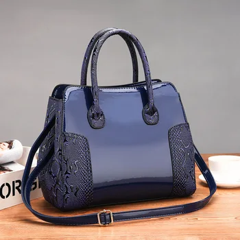 

New Fashion Alligator Print Handbag Bright Surface Patent Leather One-Shoulder Crossbody Middle-aged Mommy Bag