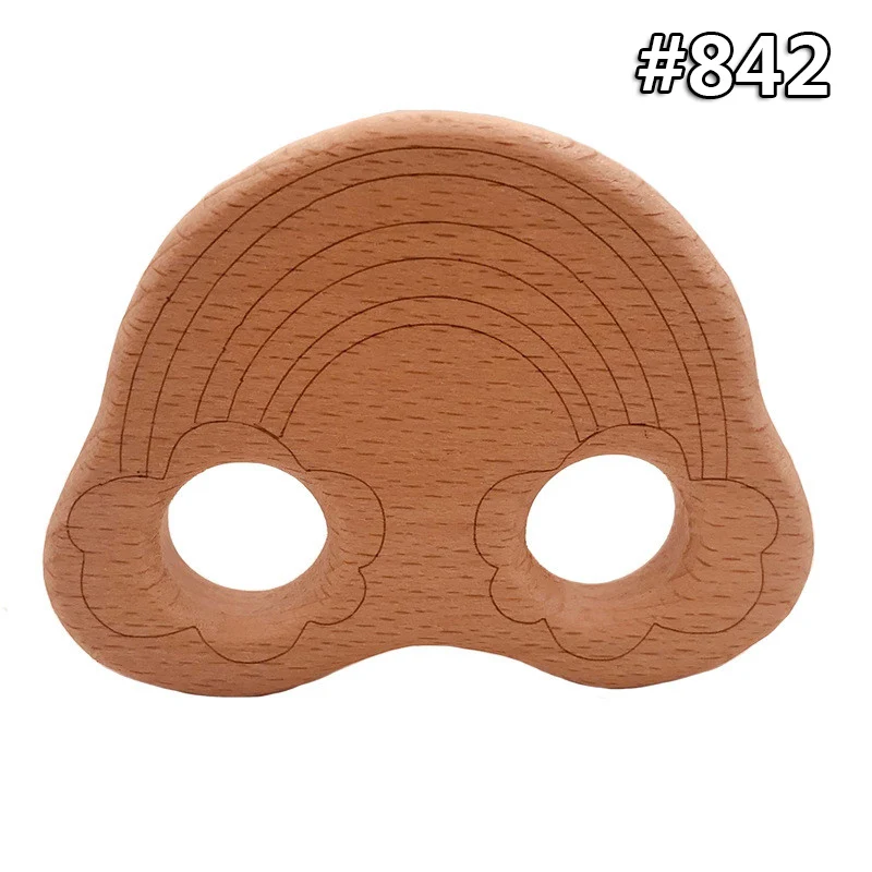 wood teether 842 Деревянный Прорезыватель для новорожденных деревянный кулон для пустышки цепочка прорезыватель Игрушка милая форма животных пищевой материал детские трофеи игрушка подарок - Цвет: wood teether 842