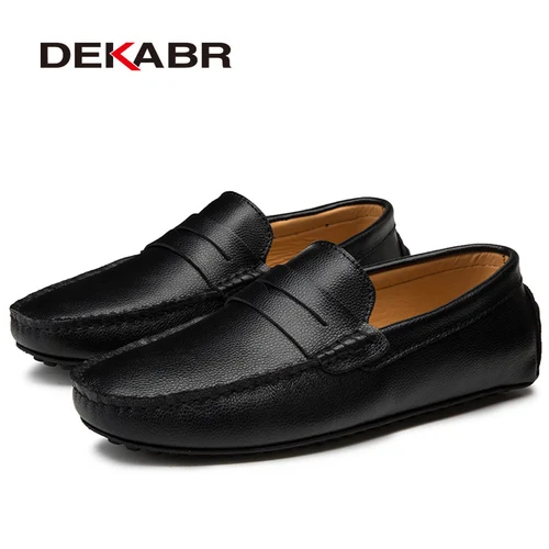 DEKABR 남성용 진짜 가죽 신발, 남성 로퍼, 남성 보트 신발, 브랜드 캐주얼 가죽 신발, 남성 플랫 슈즈, 빅 사이즈 38 ~ 49 4