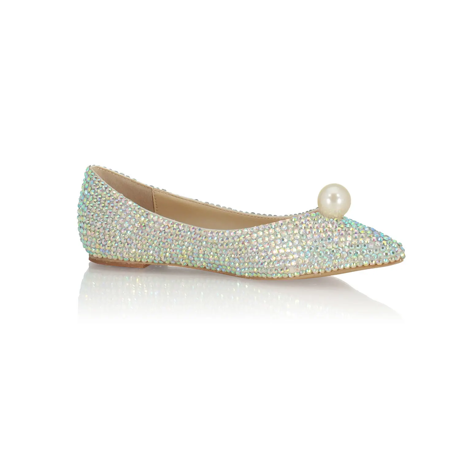 

2020 Color Drill Tip Head Shallow Mouth Pearl Lady Bride Bridesmaid Leisure Flat Shoes