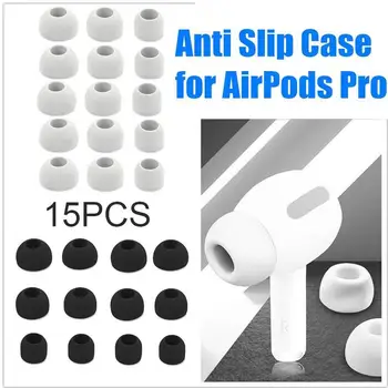 

15 Pairs Anti Slip Silicone Earbud Ultra Thin Earphone For Airpods Plug Different Earplugs Size Soft Pro L0E1
