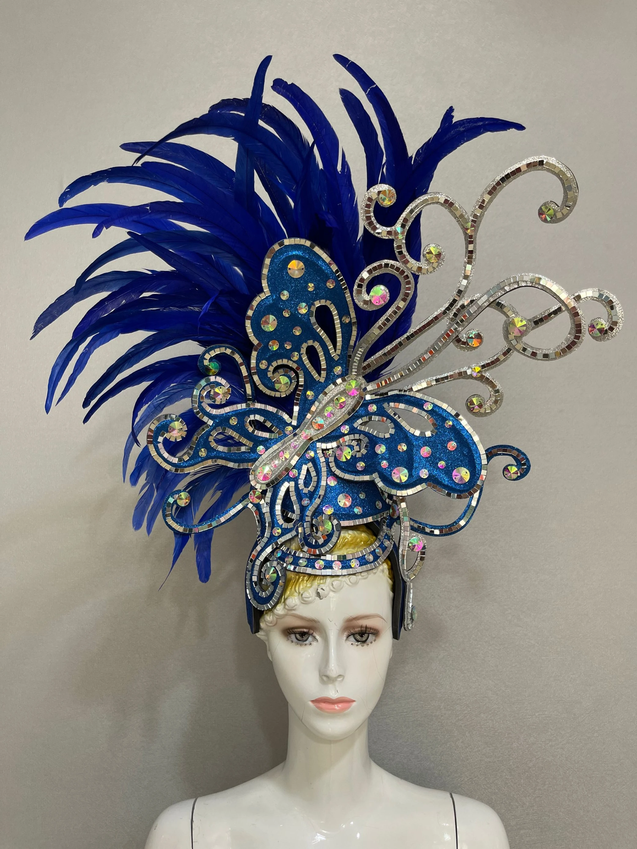 White Feather Headpiece, Feather Headdress Carnival,Samba Dance Costume