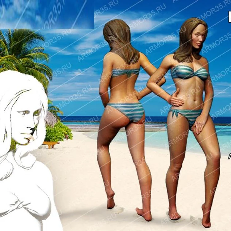 

1/35 Bikiny Girl 1, Resin Model figure GK, Unassembled and unpainted kit