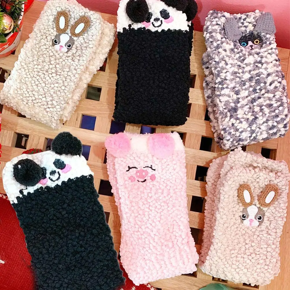 1 пара, женские цветные хлопковые носки с объемными помпонами милые теплые женские носки бархатные носки кораллового цвета на осень и зиму, 30E