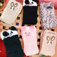 1 пара, женские цветные хлопковые носки с объемными помпонами милые теплые женские носки бархатные носки кораллового цвета на осень и зиму, 30E