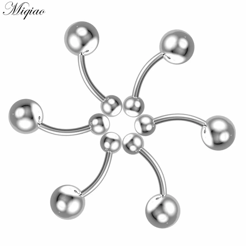 

Miqiao 2pcs Fashion Creative Round Ball Curved Bar Belly Button Nail Body Piercing Jewelry