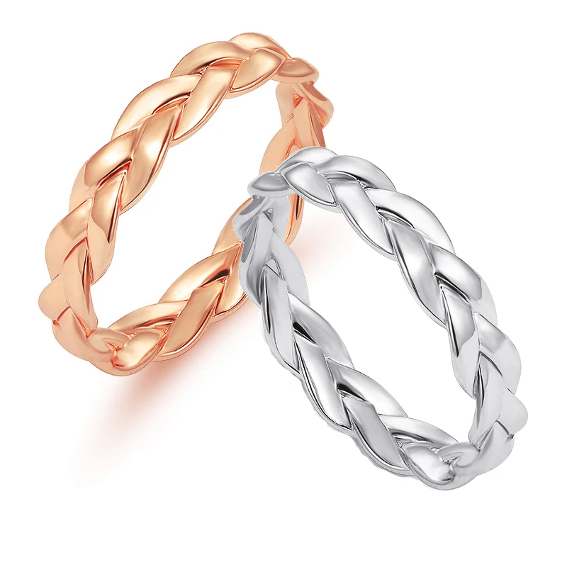 

Pattern Twisted Rope Hemp Flowers Ring Elegant Plating Rose Gold Silver Wedding Tail Ring Fashion Women's Jewelry