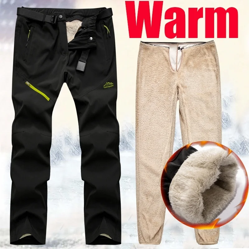 

Winter Warm Men Sweatpants Casual Inner Fleece Jogger Trousers Mens Streetwear Pencil Cargo Pants Drawstring Straight Slim Fit