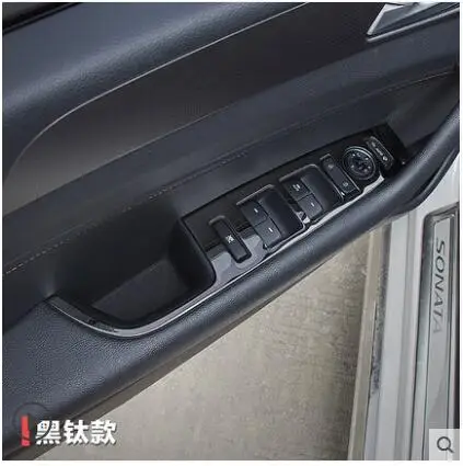 Stainless Steel Protective Window Switch Control Buttons Decorated Frame For Hyundai Sonata 9 AA530 - Название цвета: Черный