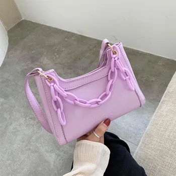 

Chain underarm women bag 2020 summer new fashion texture women's shoulder bag casual wild baguette bag ladies small square bag
