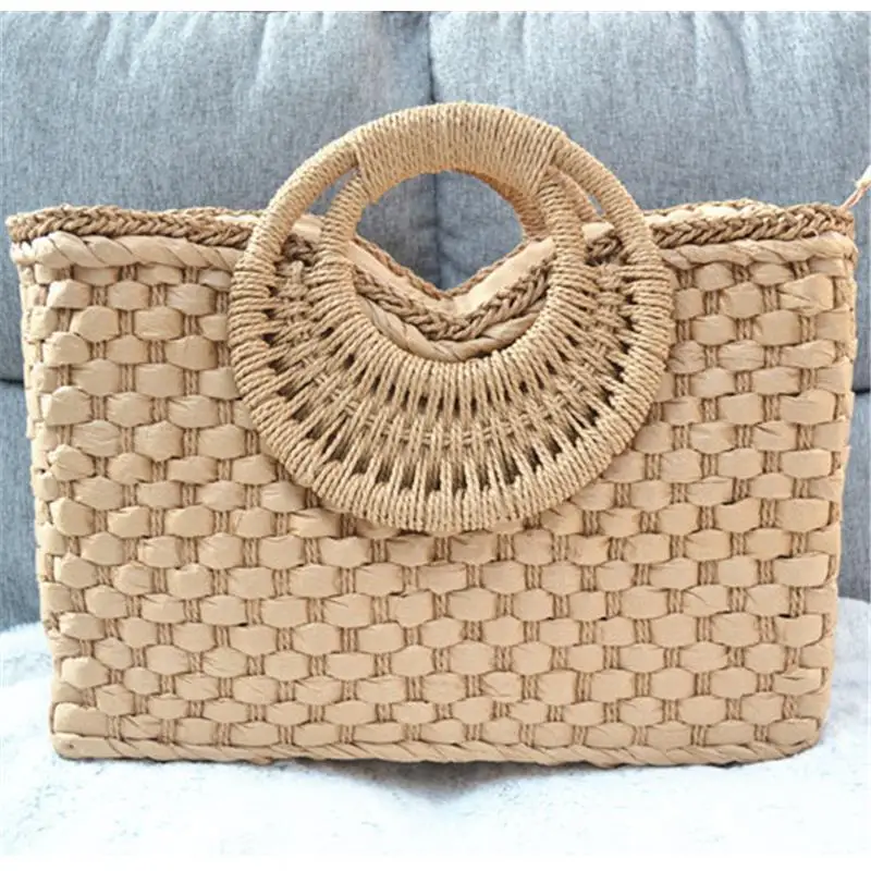 44cm Women's Summer  Paper Woven Bag Summer Handbag Beach Bag a6223