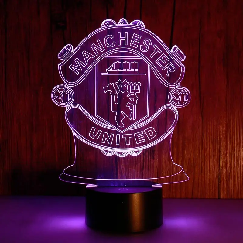 

Strange New Creative 3D Lamp Colorful Color Changing Manchester United Team Touch Small Night Lamp Bedside Ambience Light USB Li