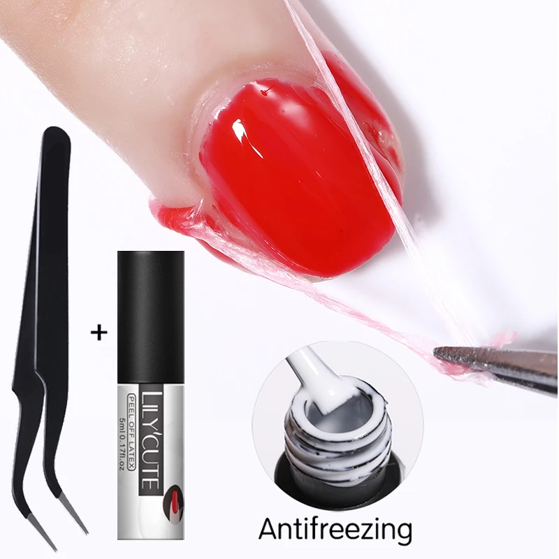 

LILYCUTE 1 Bottle 5ml Peel Off Nail Latex White Odorless Antifreezing Multi Function Nail Art Care Protector Tools For Stamping