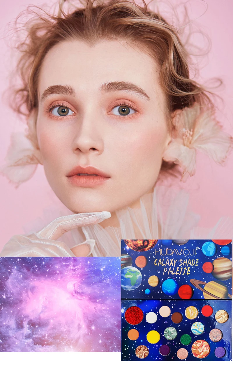 HUDAMOJI planet 18 color eyeshadow highlighter potato texture eyeshadow pallete Long lasting eye shadow makeup pallete TSLM1