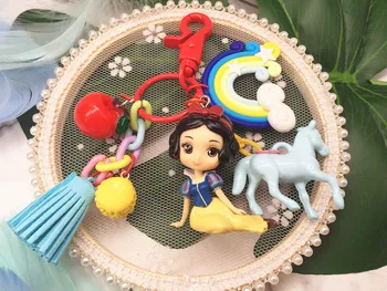 

2019 New Lovely Snow White Mermaid Keychain Doll Keyring for Women Girl Handbag Backpack Charms Pendant Fashion Key Chain Ring