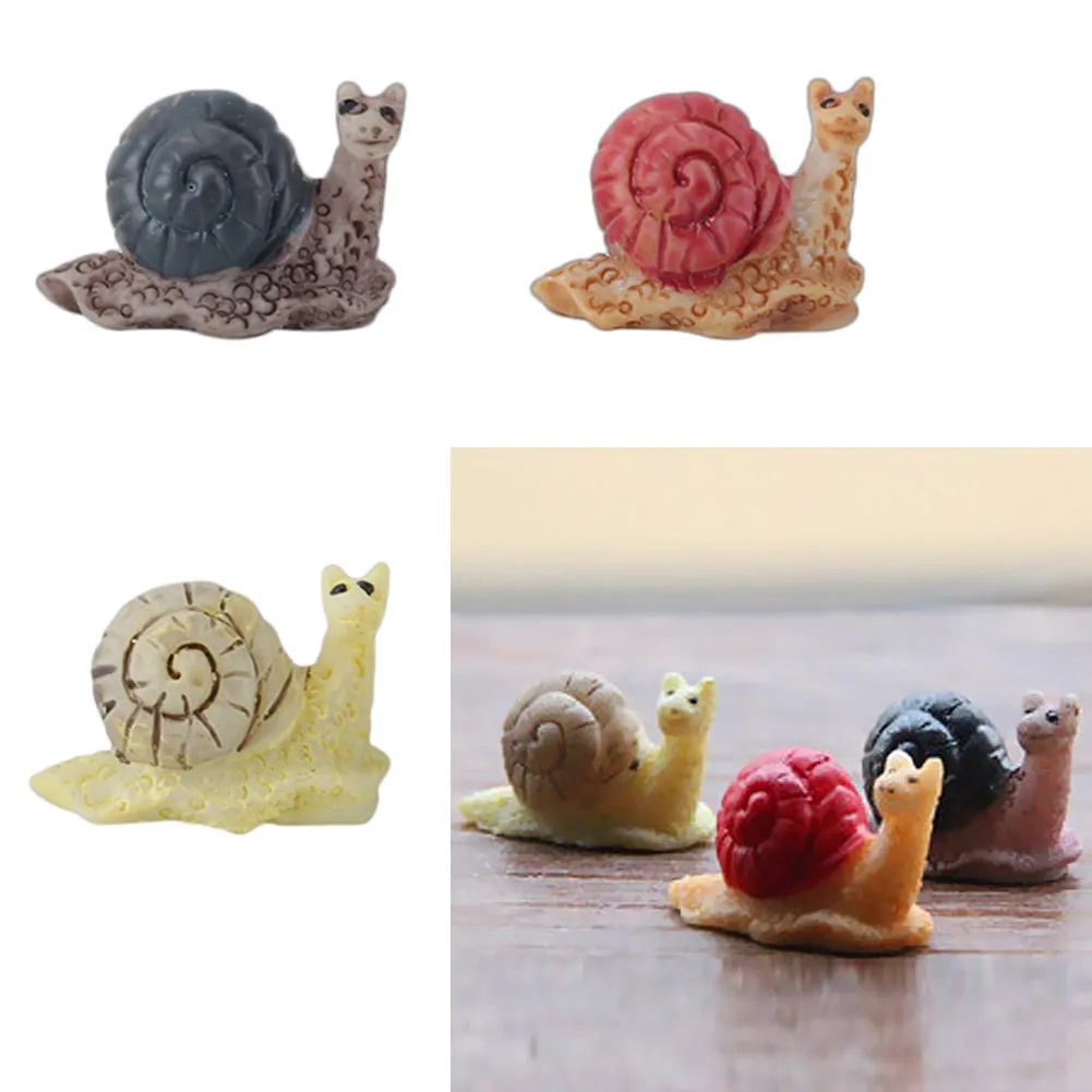 3X Garden`Ornament Miniature Snail Figurine Resin Craft Fairy Dollhouse-DecorMC 