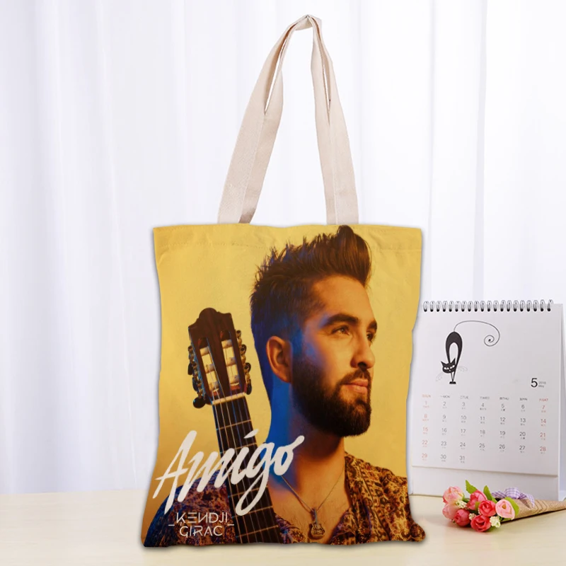 

Custom Kendji Girac Tote Bag Women Canvas Fabric Bags Eco Reusable Shopping Bags Traveling Beach Casual Useful Shoulder Bag