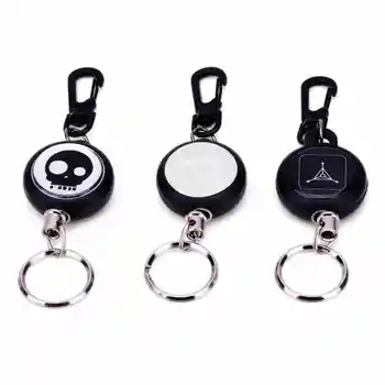 

High Strength Steel Wire Pull Keyring Tag Card Holder Recoil Belt Metal Badge Retractable Reel Id Badge Holders