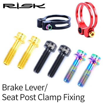 

RISK 2PCS M5*18mm Bike Stem Handlebar Fixing Titanium Ti Bolts Fixed Screws Hollow Lightweight for MTB Bicycle Seat Post Clamp