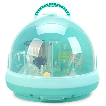 

Baby Portable Bottle Drying Racks with Anti-Dust Cover Large Nursing Bottle Storage Box with Portable Design-Green