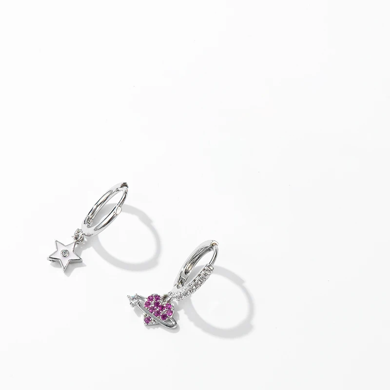 SIPENGJEL Fashion Cute Colorful Love Heart Hoop Earrings Romantic Red Zircon Pendant Drop Earrings For Women Girls Hoops Jewelry