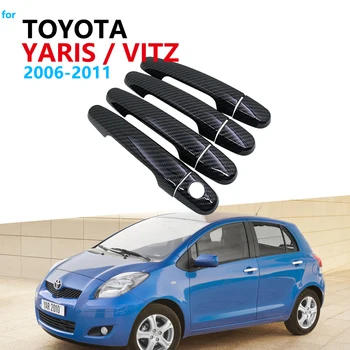 

Carbon Fiber Door Handle Cover Trim Set for Toyota Yaris Vitz XP90 2006~2011 Car Accessories Stickers Exterior 2008 2009 2010
