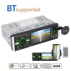 Autoradio avec lecteur vidéo stéréo 1 Din, écran HD 4.1 pouces, Bluetooth 4.2, télécommande ISO multicolore TF, chargement USB, MP5 