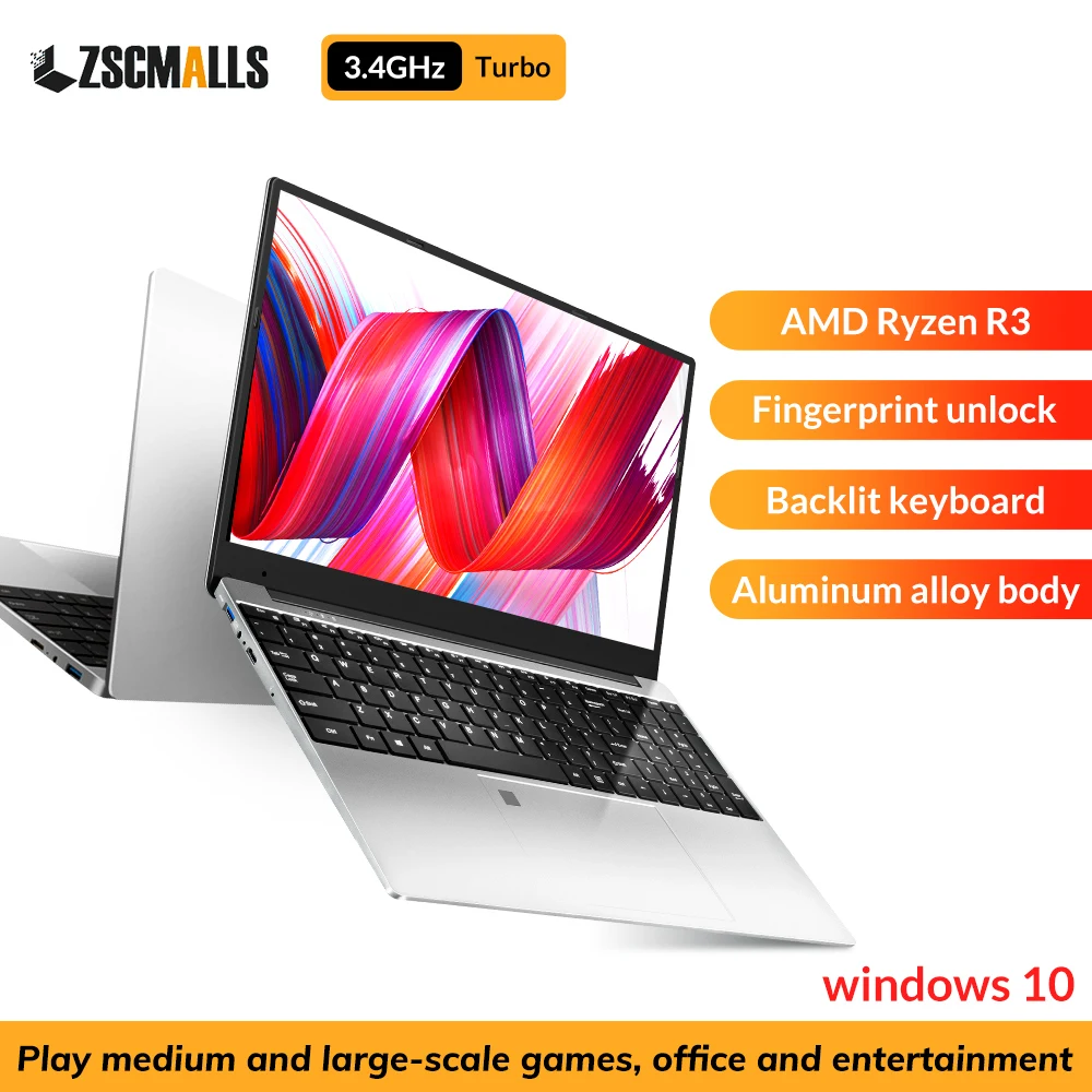 High 3.4G AMD Ryzen 3 2200U Laptop 15.6 Inch IPS Screen Windows 10 Notebook Gaming Laptops 8G/16G DDR4 128 256 1T SSD 1920x1080