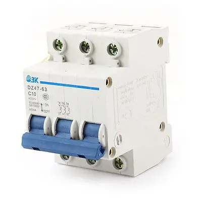 

AC 400V 10A ON/OFF Switch Control 3 Pole Mini Circuit Breaker 6000A