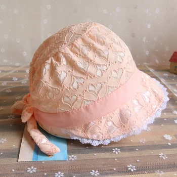 

Spring summer cute baby princess hat with lace solid color lace baby child girl kids mesh bowl cap girl sun hat