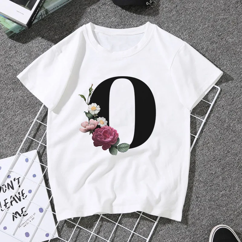 A B C D E English Alphabet Print T Shirt Women 2020 New Summer Couples Lovers Female T-Shirt Harajuku Casual White Tops Tshirt
