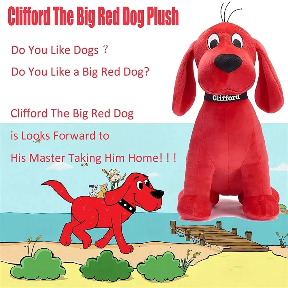 Clifford The Big Red Dog Plush Toy Cartoon Anime Plushie Figure Soft Stuffed Animal Puppy Doll Gift for Fans Girls  Birthday