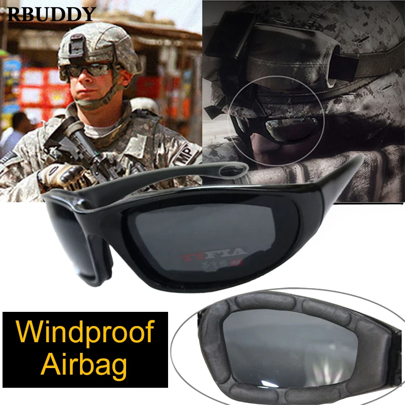 

RBUDDY New Hiking Army Goggles Sunglasses Men Military Sun Glasses For Men's Desert Jungle Forest War Tactical Goggles Eyewear