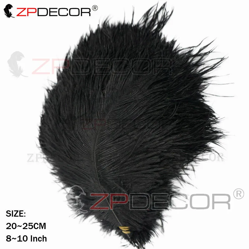 ZPDECOR Красивые 20-25 см/8-10 дюймов страусиные перья для рукоделия ювелирных изделий для свадебной вечеринки - Цвет: Черный